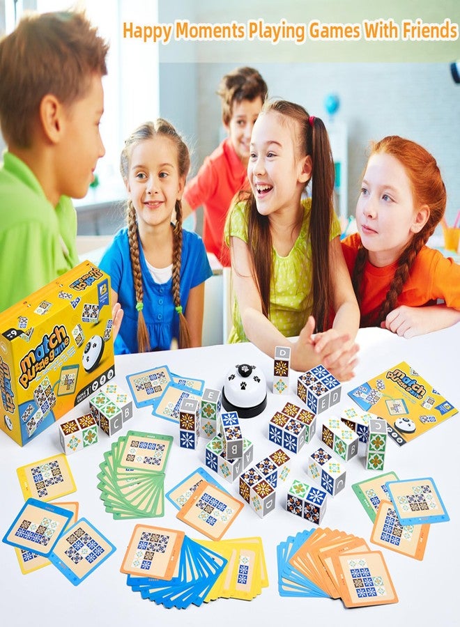 varbertos Wooden Matching Game Puzzle Games, Pattern Block Match Puzzles Building Cubes with Bell for Kids and Adults Toys Board Games for Family Night - Image 3